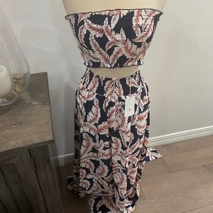 NWT $ 120 L’atiste 2-Piece Navy Leaf Skirt Set Medium